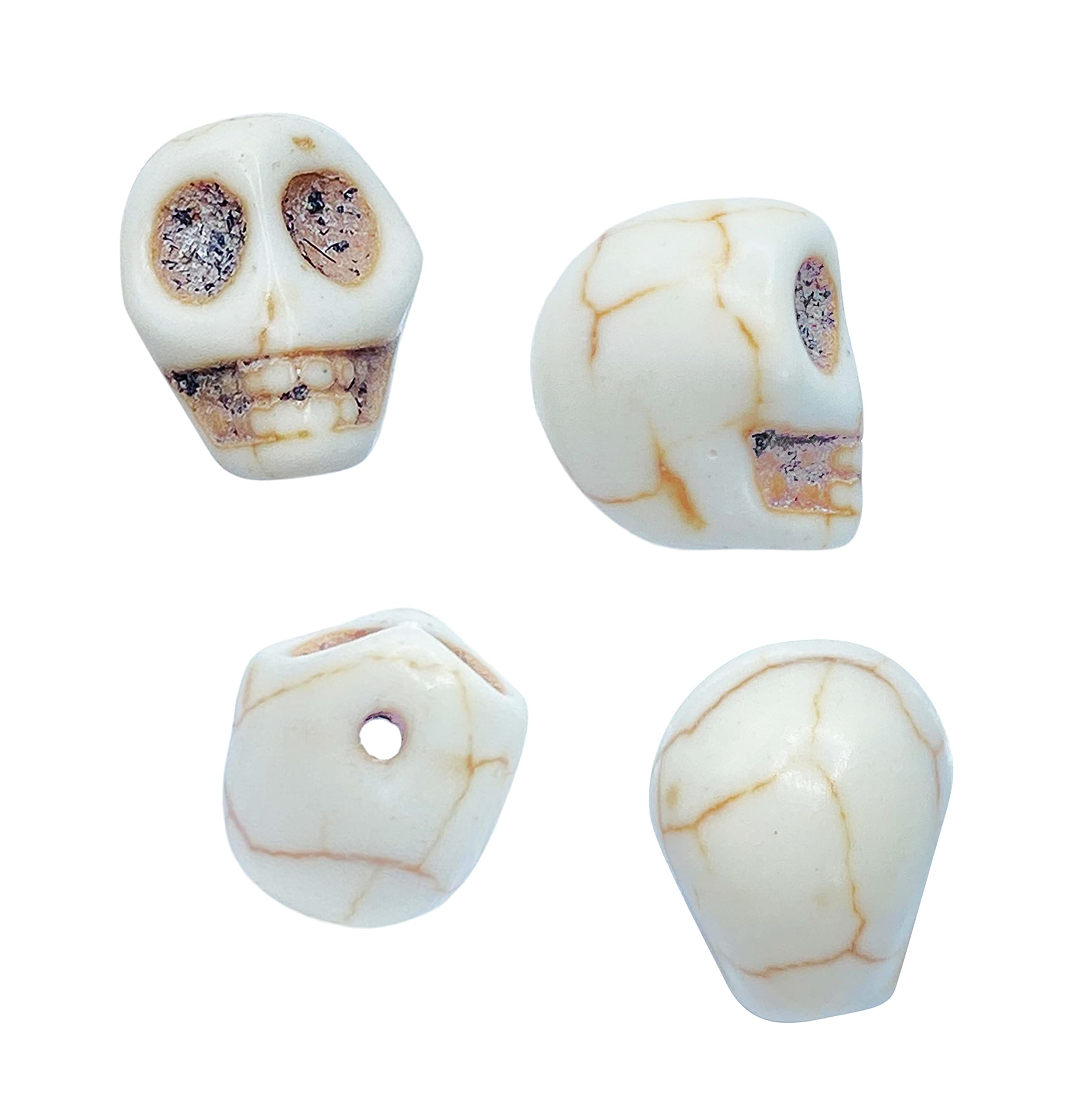 40 PCs 12mm White Howlite Carved Skull Beads for Jewelry Making - Bulk Small Skull Charms & Skeleton Beads DIY Craft Supplies - Perfect for Necklaces, Bracelets, and Boho Style Jewelry Designs