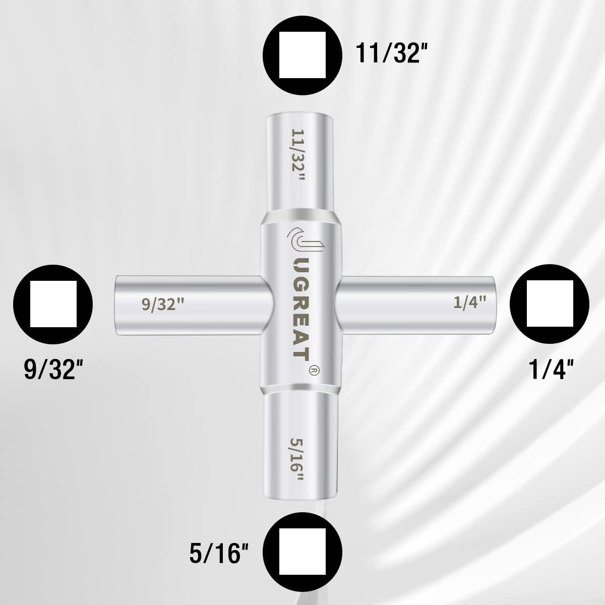 JUGREAT 4-Way Sillcock Water Key - Heavy Duty Steel Multi-Function Utility Key for Outdoor Faucets, Spigots & Valves (1 Pack) - Perfect for Garden, RV & Plumbing Maintenance