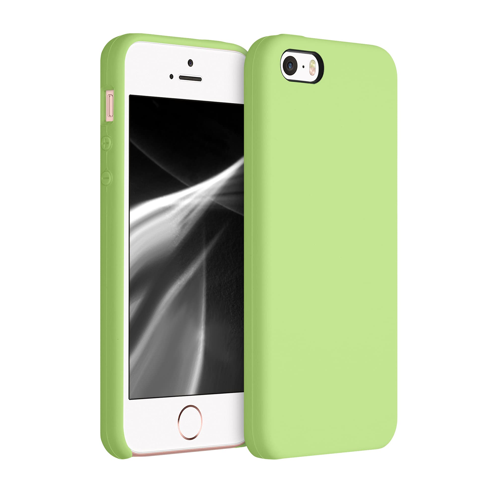 kwmobile TPU Silicone Case for Apple iPhone SE (1st Gen 2016) / iPhone 5 / iPhone 5S - Soft Matte Finish Green Tomato Protective Cover - Perfect for Everyday Use, Work & Travel
