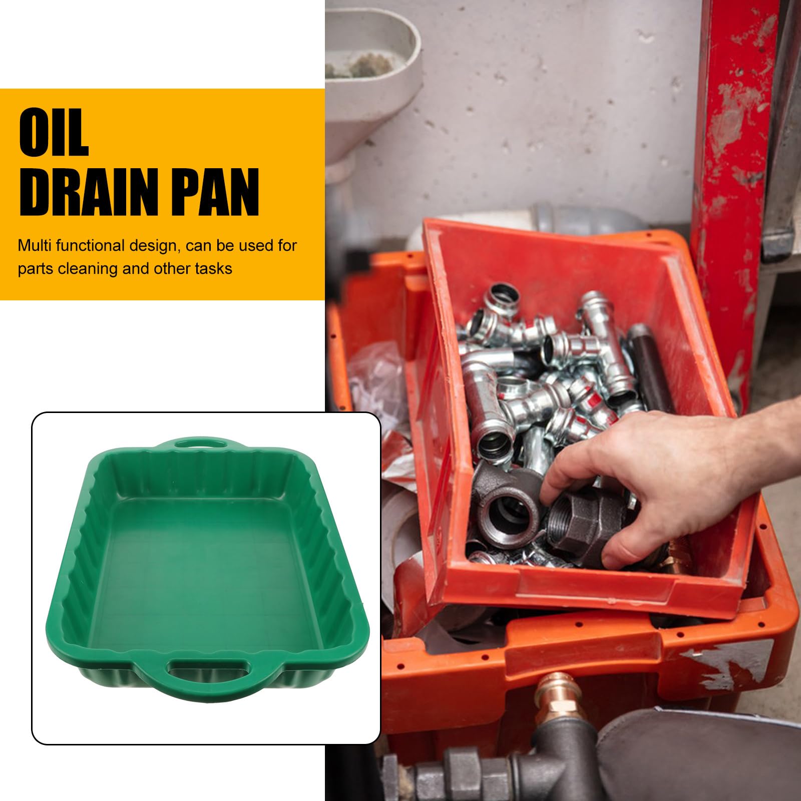 GLEAVI 5 Gallon Plastic Oil Drain Pan - Large Oil Change Tray for Vehicle Maintenance, Waste Oil Collector & Storage Pan - Perfect for DIY Car Oil Changes, Garage Use, and Auto Repair Shops