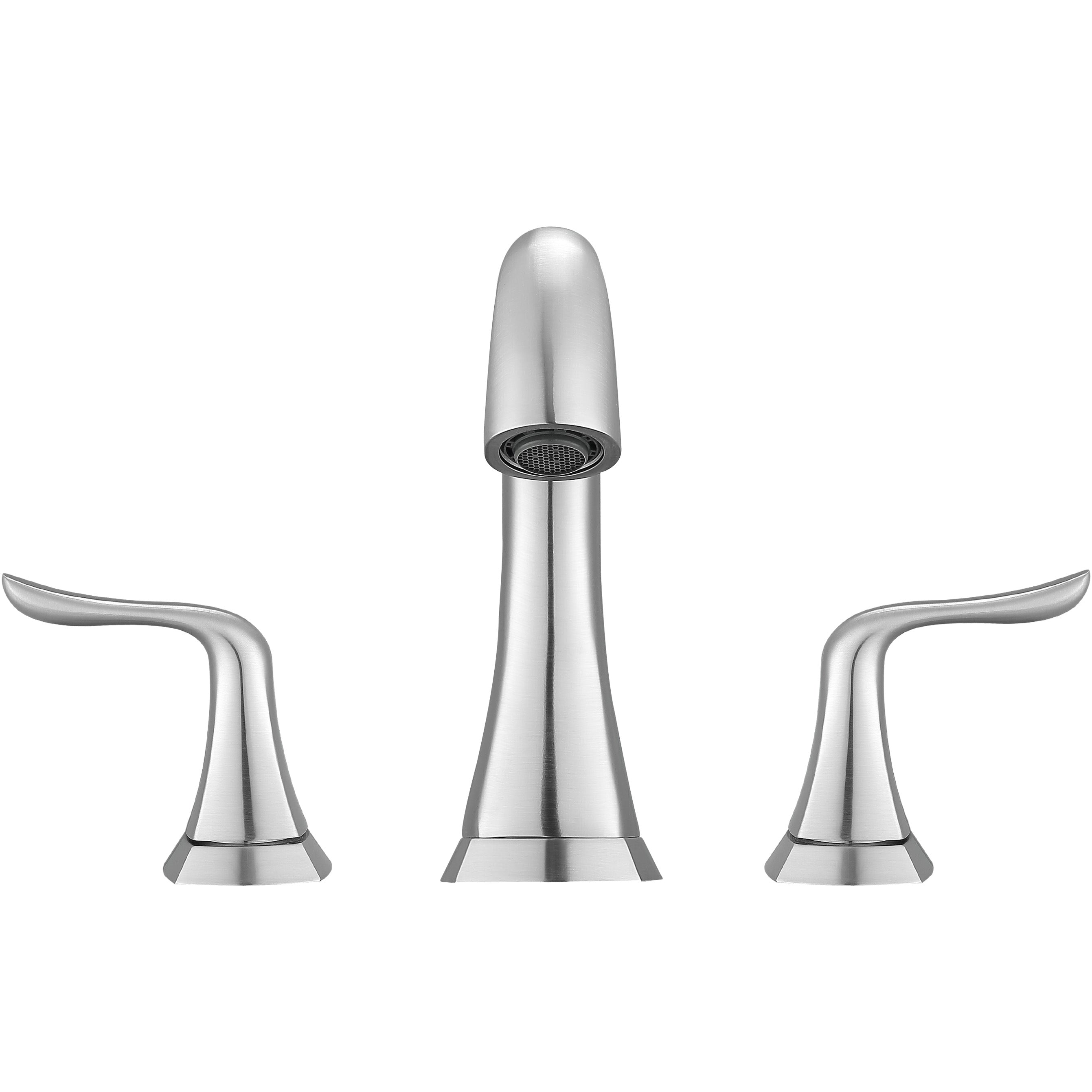 Scarlett Widespread Bathroom Faucet in Brushed Nickel Finish - Modern Waterfall Bathroom Sink Faucet for Vanity, Powder Room & Guest Bath Installation