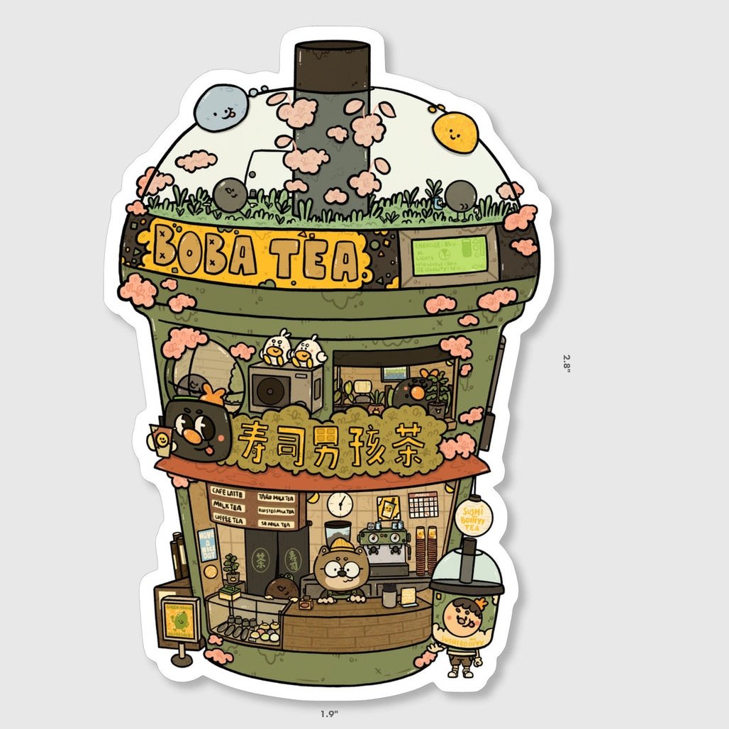 Boba Tea Stickers - Cute Bubble Tea Decals for Laptops, Water Bottles & Planners - Kawaii Aesthetic Vinyl Stickers for Scrapbooking, Journals & DIY Crafts