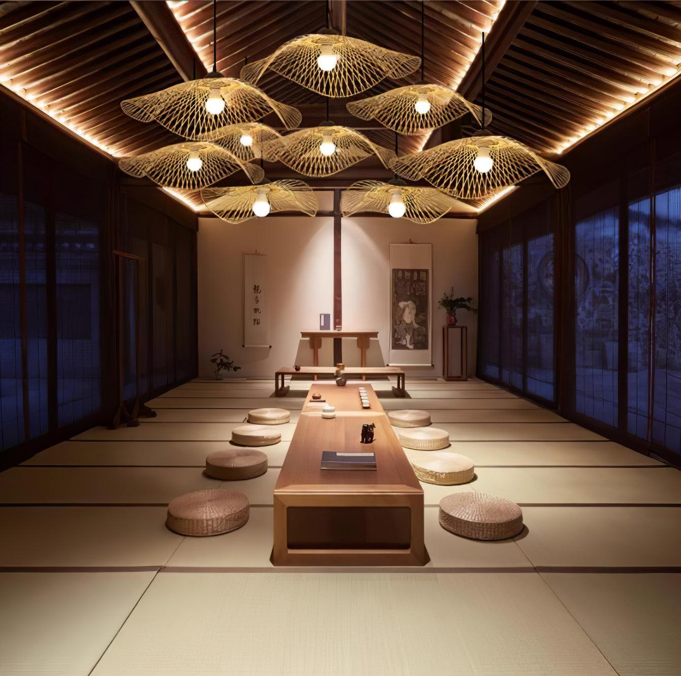 Modern Bamboo Frame Pendant Light - Handwoven Natural Rattan Hanging Lamp for Dining Room, Kitchen Island & Bedroom Decor - Eco-Friendly Ceiling Lighting Fixture