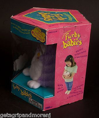 Original 1999 FURBY BABIES Purple & White Collectible Toy - New/Old Stock in Original Box - Excellent Condition - Perfect for Collectors & 90s Nostalgia Gifts