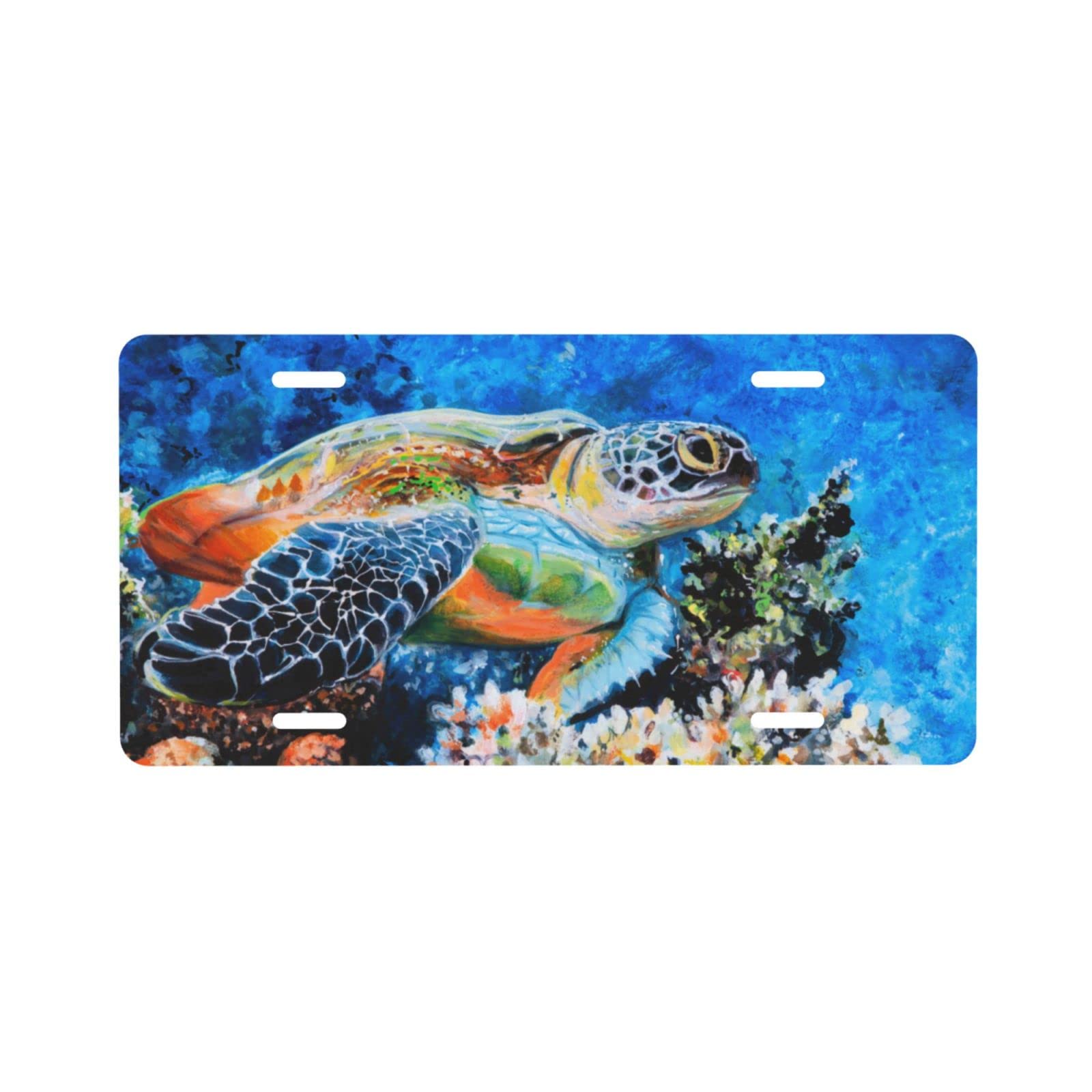 Sea Turtle Ocean Swim Metal License Plate - 6x12 Inch Aluminum Vanity Car Tag for Men & Women - Decorative Front Plate for Cars, Trucks & Vans - Perfect for Beach Lovers & Marine Life Enthusiasts