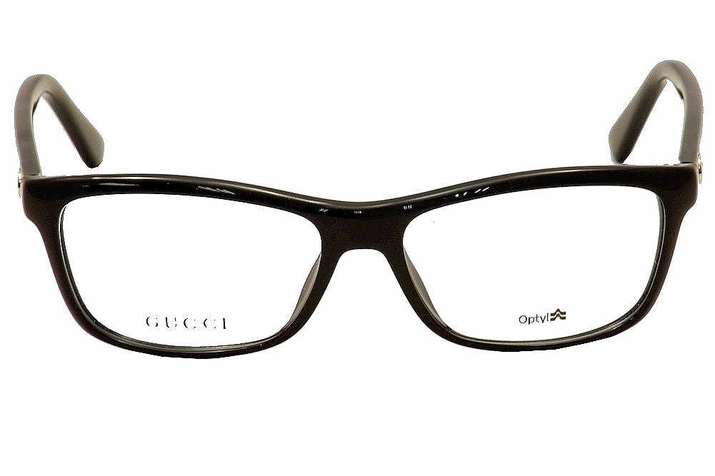 Gucci Women's Black & Clear Optical Glasses - Non-Polarized Eyewear with Optyl Frame (Size 53) for Work, Reading & Fashion