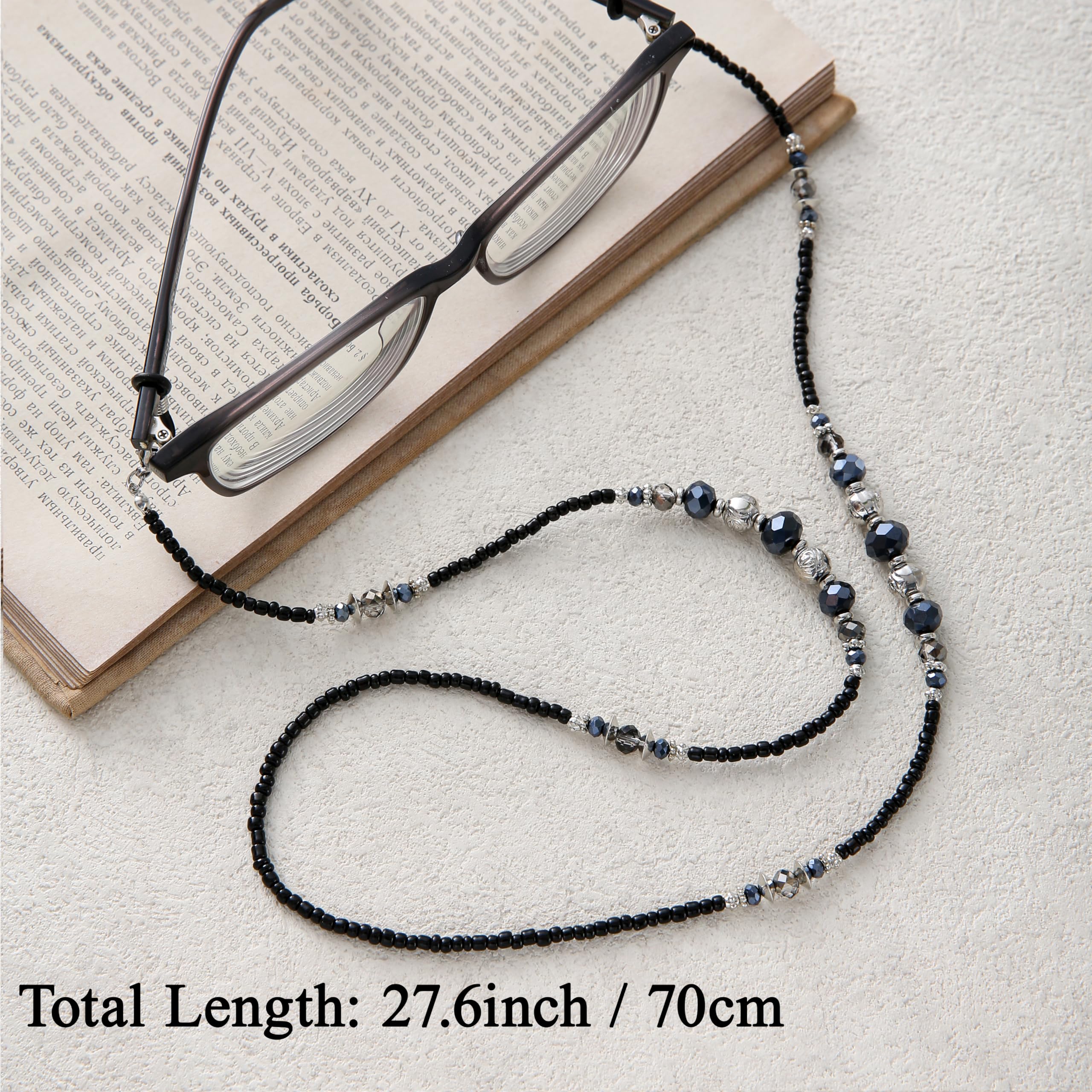 Stylish Beaded Eyeglass Chain Holder for Women & Men - Adjustable Necklace for Glasses & Sunglasses - Perfect for Reading, Driving, and Outdoor Activities