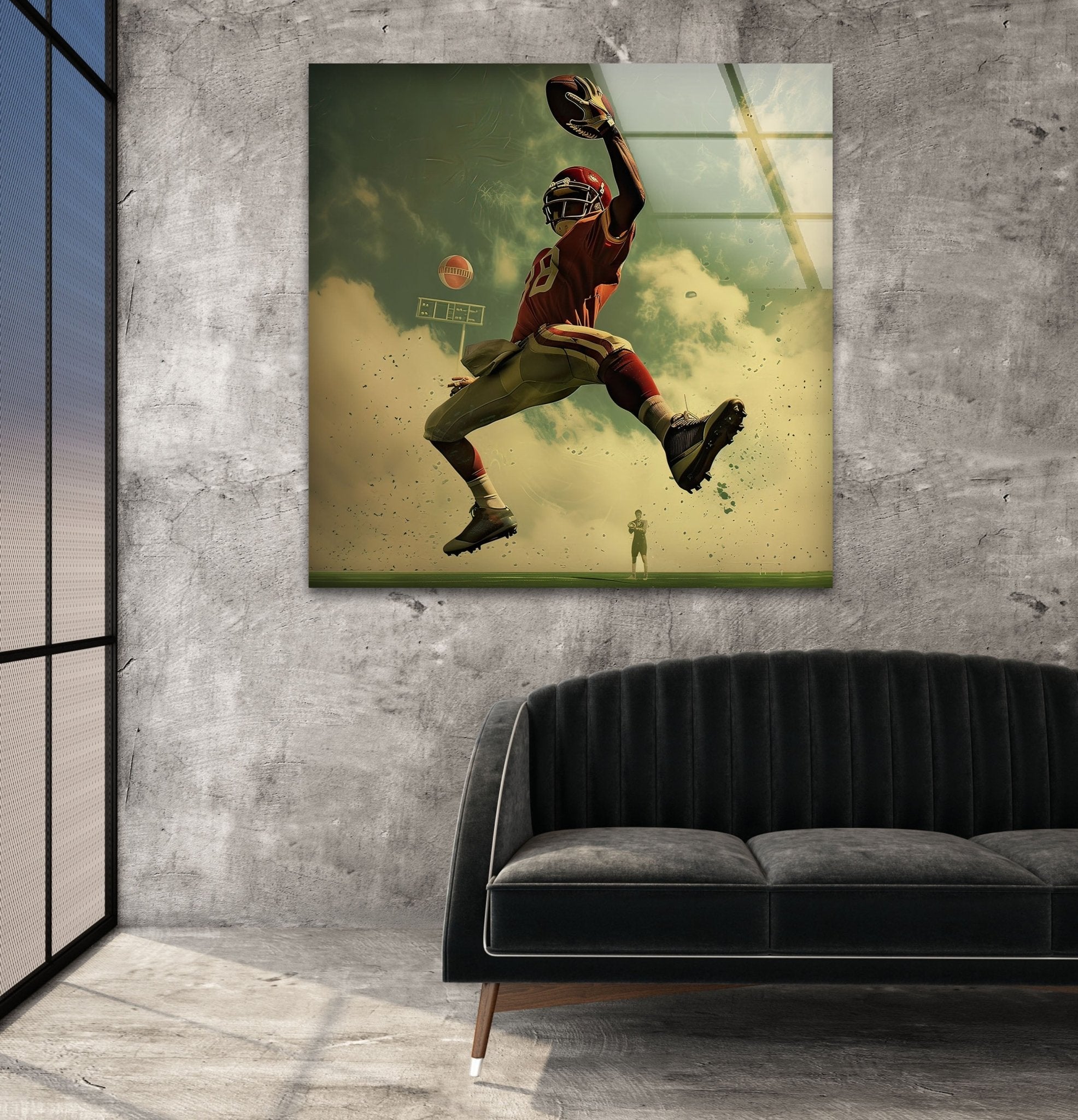 NFL American Football Glass Wall Art - Premium Home & Office Decor for Sports Fans & Man Cave