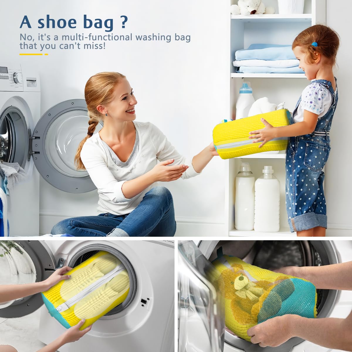 2 Pack Durable Laundry Shoe Bags for Sneakers - Washable Mesh Shoe Protector for Washing Machine & Dryer (2025 New Improved Design) - Perfect for Travel, Gym & Sports Gear Storage