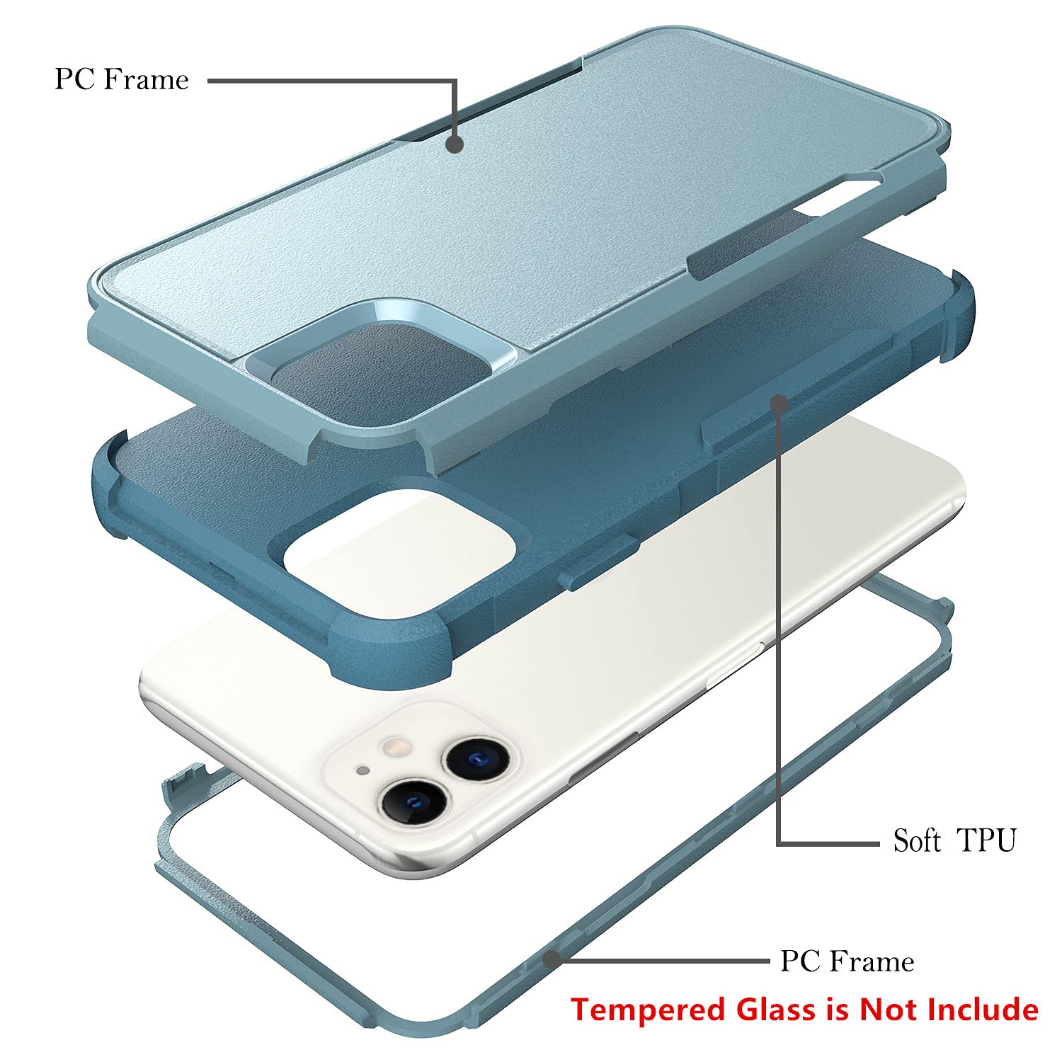 Shockproof Heavy Duty Protective Phone Case for iPhone 11 - Compatible with Apple iPhone 11 - Perfect for Outdoor Activities, Sports & Daily Use