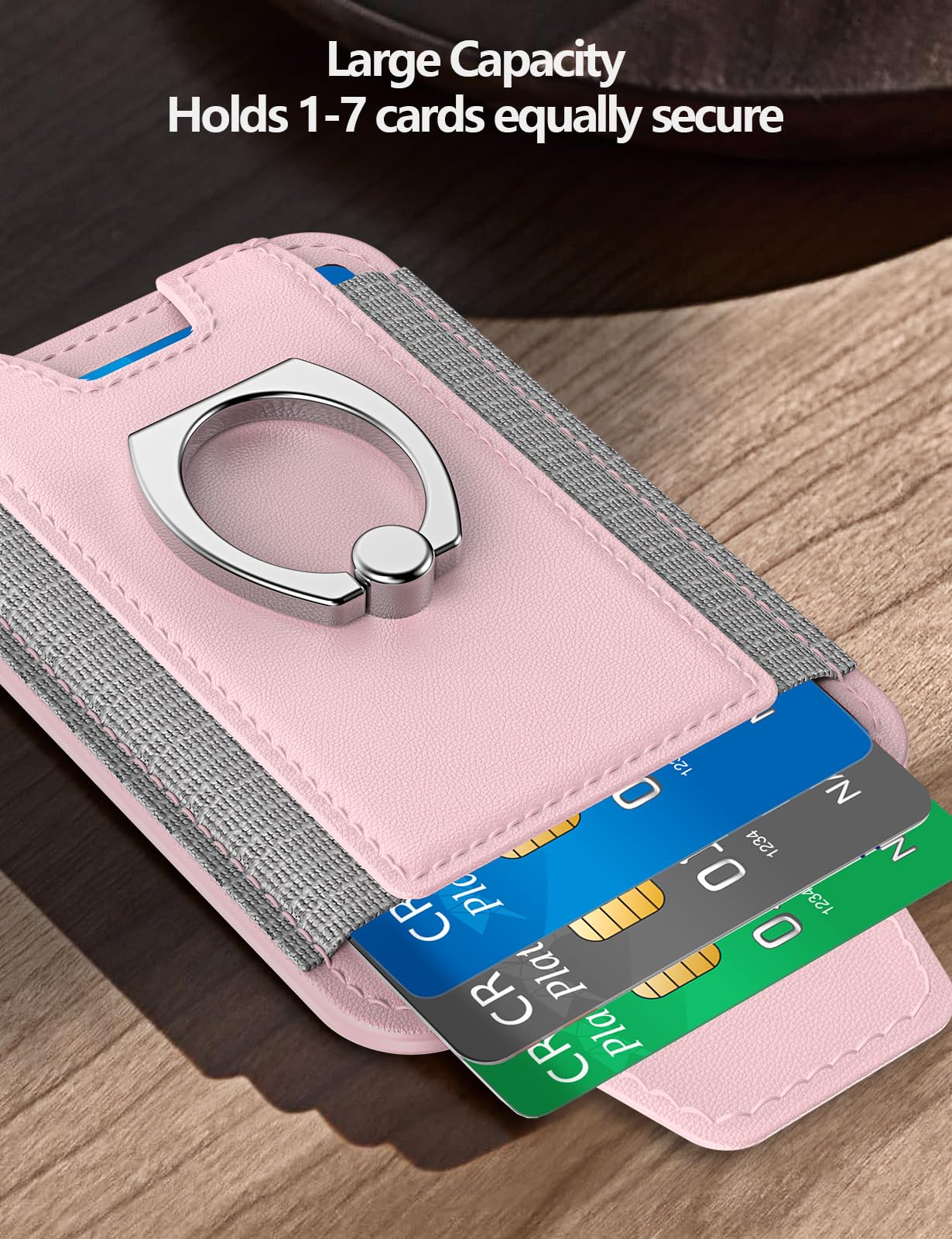 Magnetic Wallet for iPhone 16/15/14/13/12 Series - 6 Card Holder with Grip & RFID Blocking - Leather Magsafe Wallet with Privacy Flap (Pink) - Perfect for Daily Use, Travel & Secure Contactless Payments