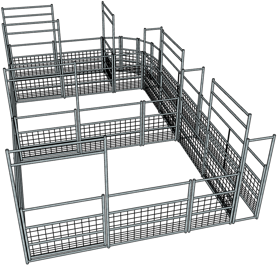 Galvanized 16-32 Head Goat & Sheep Working System - 4 Rail Livestock Fence with Heavy Duty Mesh - Perfect for Farm Animal Handling, Pasture Management, and Livestock Containment