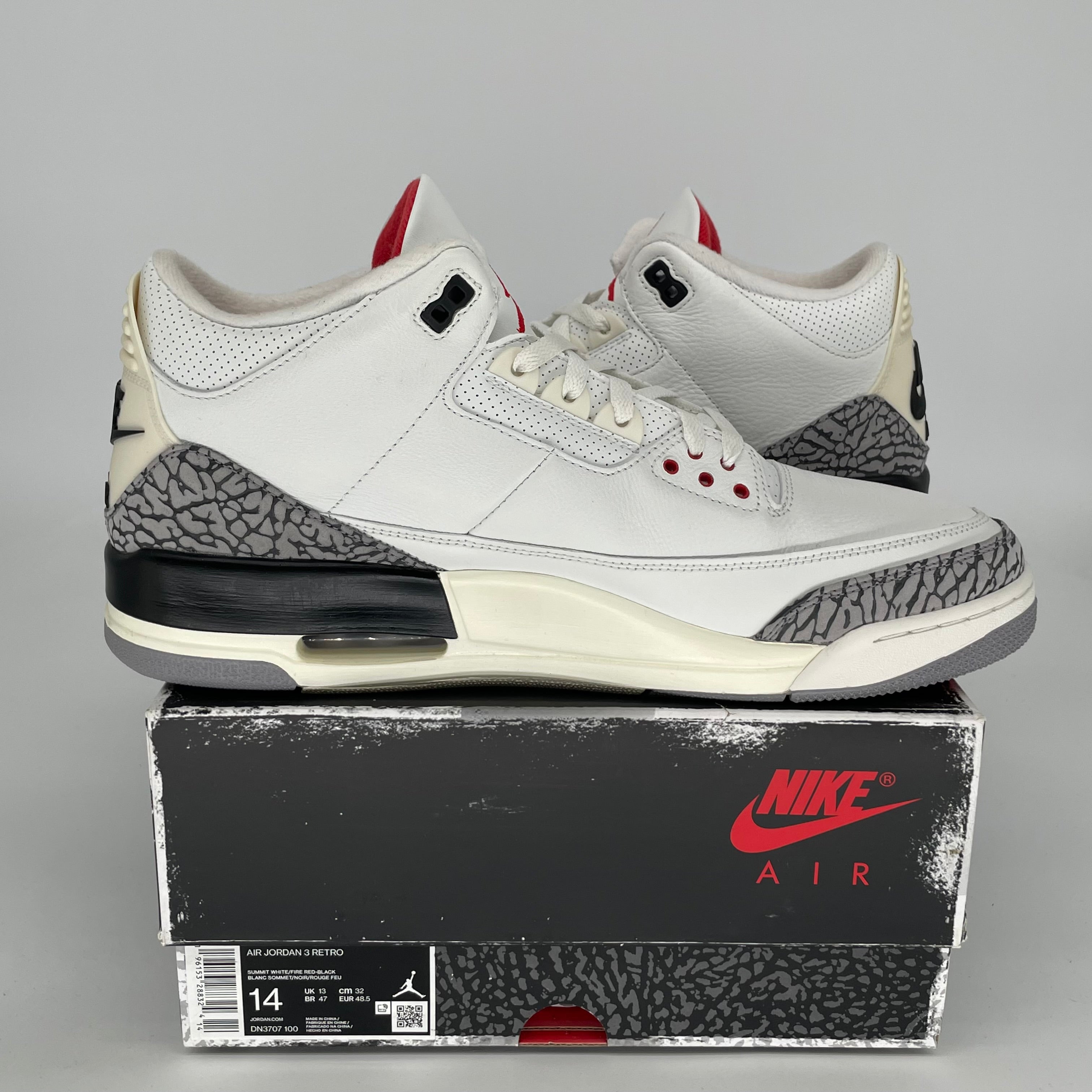 Authentic Air Jordan 3 Retro 'White Cement Reimagined' Basketball Shoes - Size 14 (DN3707-100) - Perfect for Sneaker Collectors & Casual Streetwear Fashion