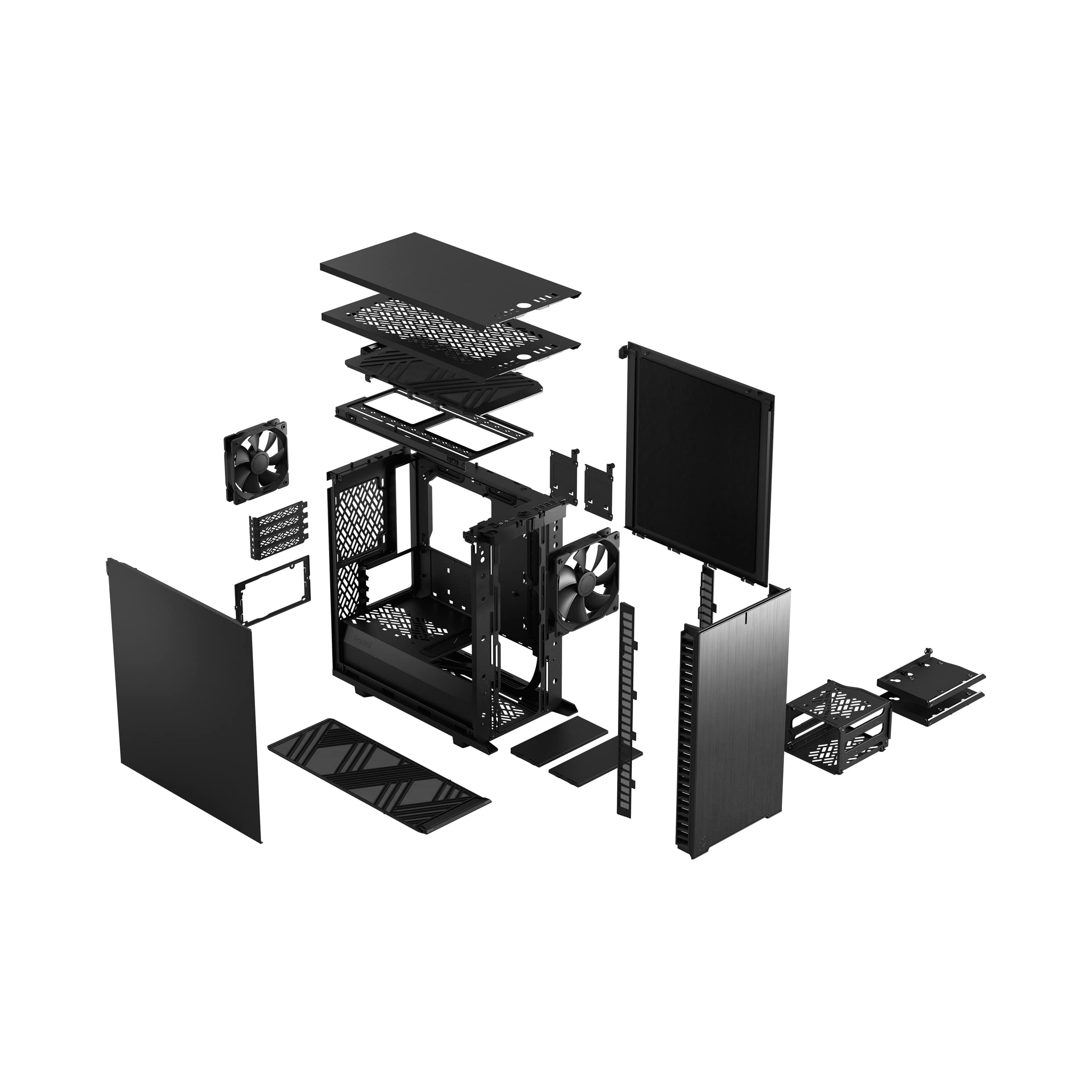 Fractal Design Define 7 Mini Black Micro ATX PC Case - Brushed Aluminum/Steel, Silent Mini Tower Computer Chassis for Home/Office/Gaming Workstation