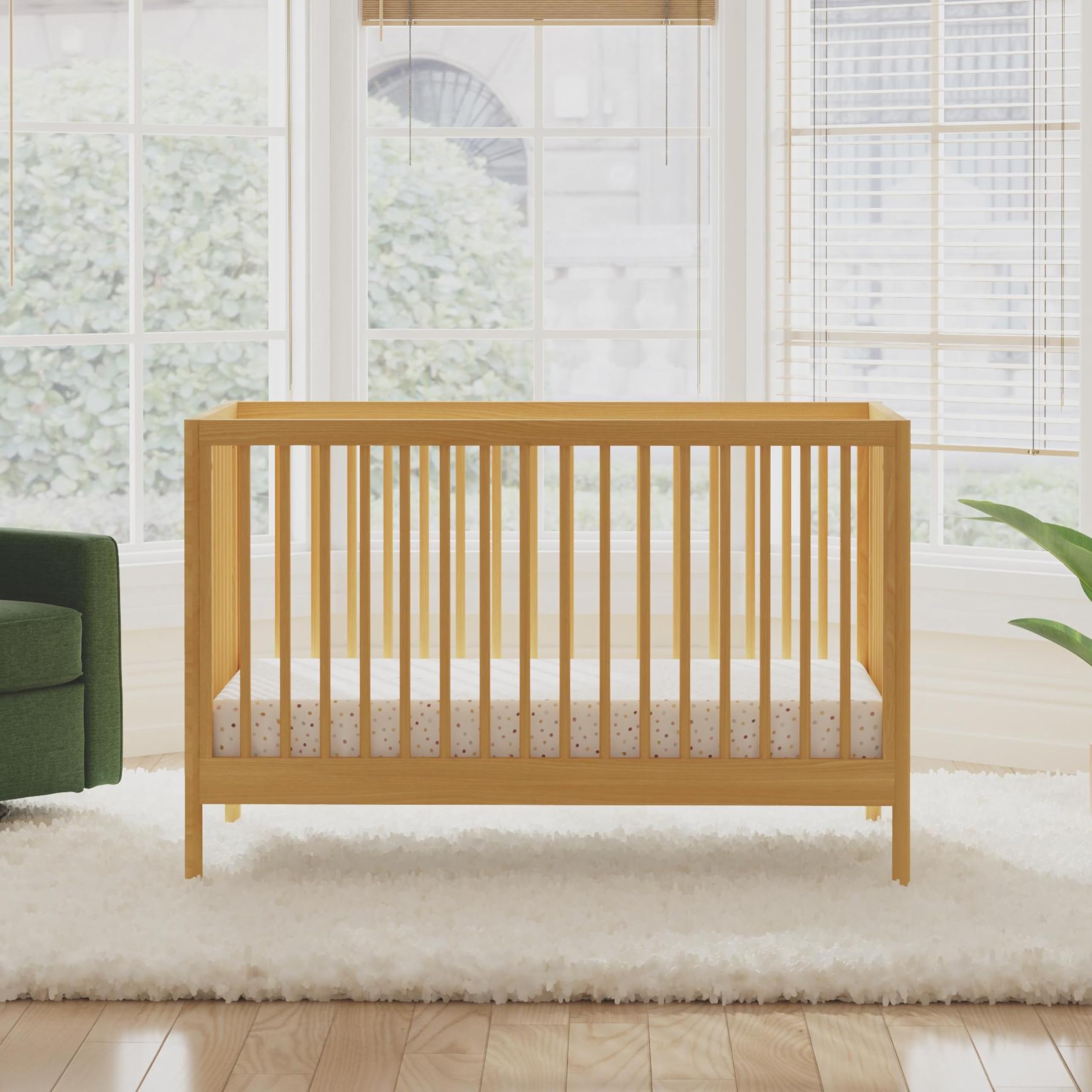 DaVinci Birdie 3-in-1 Convertible Baby Crib - GREENGUARD Gold Certified, Converts to Toddler Bed & Daybed - Adjustable Height Wooden Crib with Easy Assembly - Honey Finish - Perfect for Nursery, Bedroom & Daycare Use