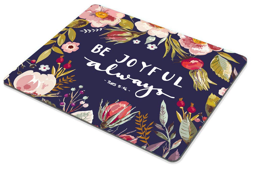 Custom Christian Gaming Mouse Pad with Bible Verse 'Be Joyful Always' - 9.5x7.9 Inch (240x200mm) Non-Slip Desk Mat for PC, Laptop & Office - Perfect for Gamers, Work & Bible Study