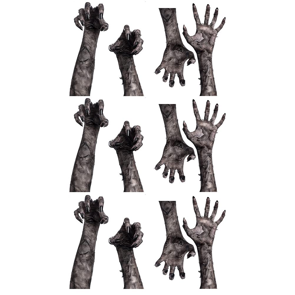 LUOZZY 6Pcs Halloween Hand Stickers - Creepy Horror Decals for Halloween Party Decor, Window & Door Scenes - Perfect for Spooky Home & Office Halloween Decorations