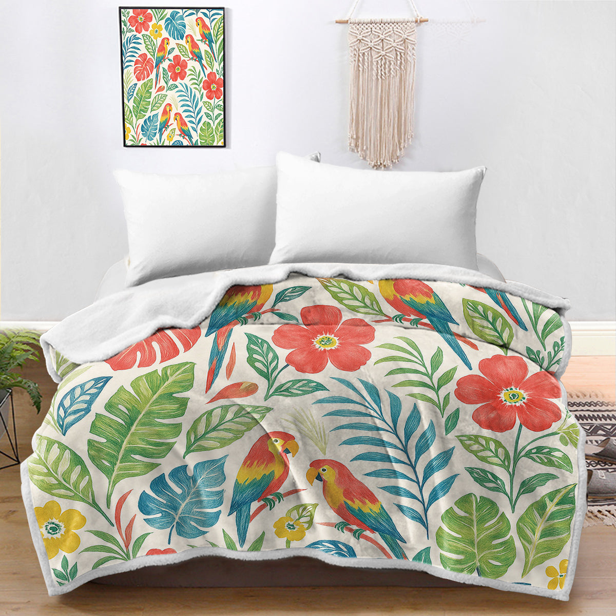 Classic Tropical Bedspread Blanket - Lightweight Summer Throw for Beach, Pool & Outdoor Use - Breathable Cotton Bed Cover for Hot Weather