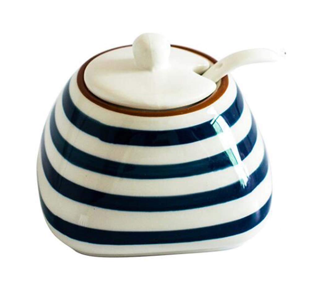 2-Piece Ceramic Condiment Jars - Kitchen Storage Containers for Spices & Sauces