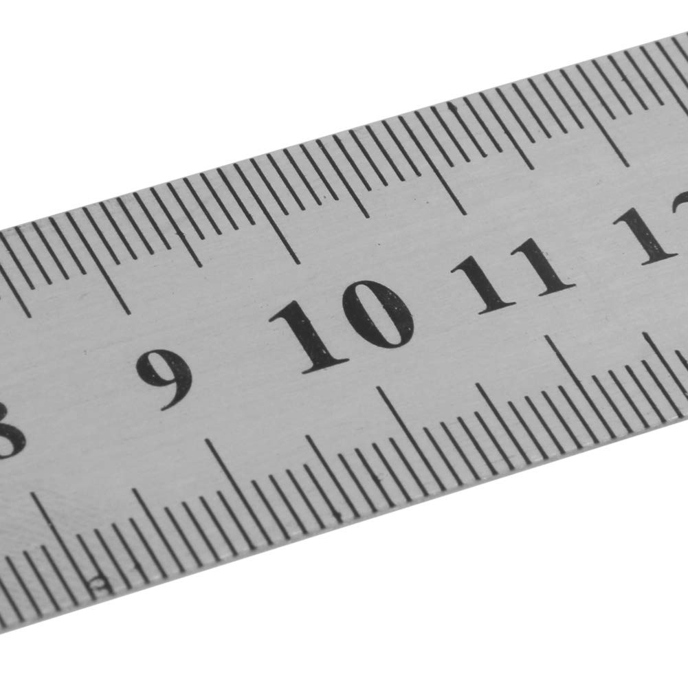 Youngy 12 Inch Stainless Steel Ruler - 30CM Double Sided Metal Pocket Ruler with Metric & Imperial Measurements - Perfect for School, Office, Engineering, and DIY Projects
