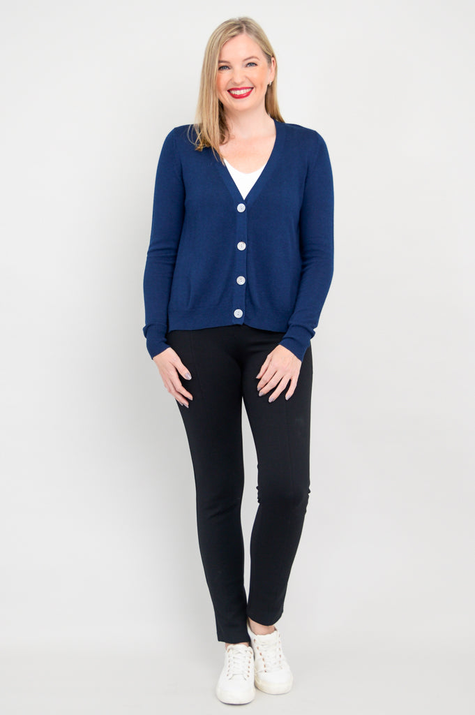 Jessica Sweater Women's Indigo Blue Bamboo Cotton Blend Knit Top - Soft & Breathable for Casual Wear, Office & Fall Outfits