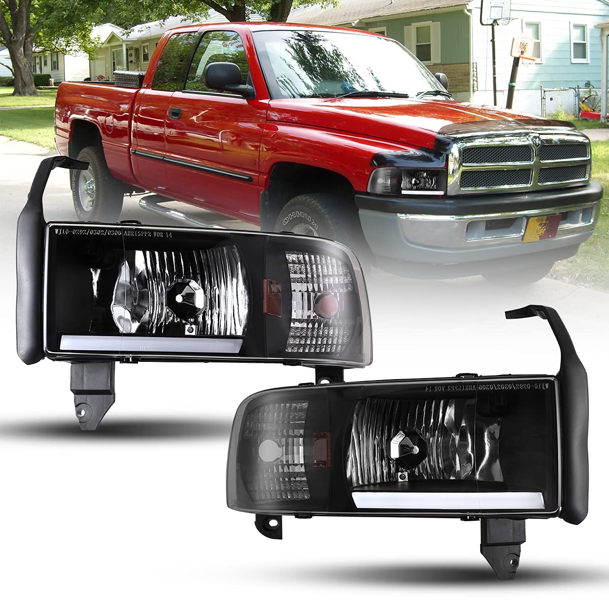 Nixon Offroad LED Headlights Assembly for 1994-2001 Dodge Ram 1500 2500 3500 & 1995-2002 Ram 4000 - LED DRL, Reflector, Dual Beam Headlamps - Driver & Passenger Side (Chrome) - Perfect for Off-Roading, Night Driving & Truck Upgrades