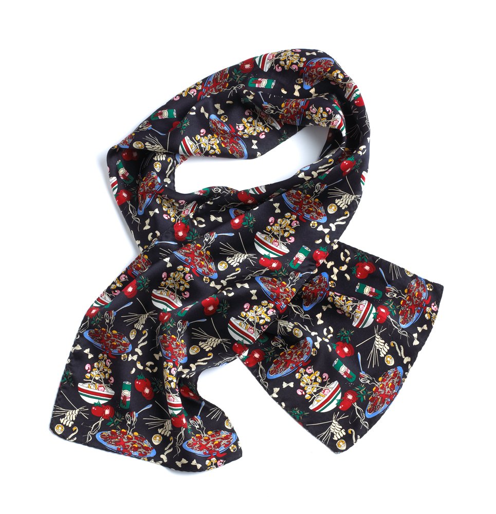 Stylish Italian Food Themed Silk Scarf - Fashion Accessory for Women, Gift Idea for Food Lovers - Perfect for Parties, Travel & Everyday Wear