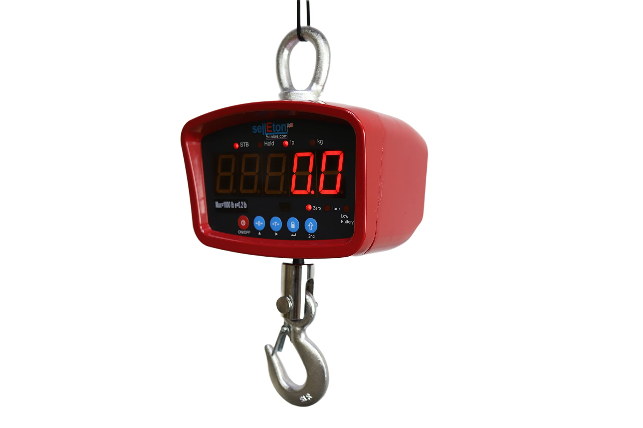 SellEton SL-924 Medium Duty Digital Crane Scale - 2000lb Capacity, 0.5lb Precision | Heavy Duty Industrial Weighing for Construction, Shipping & Warehouse Use