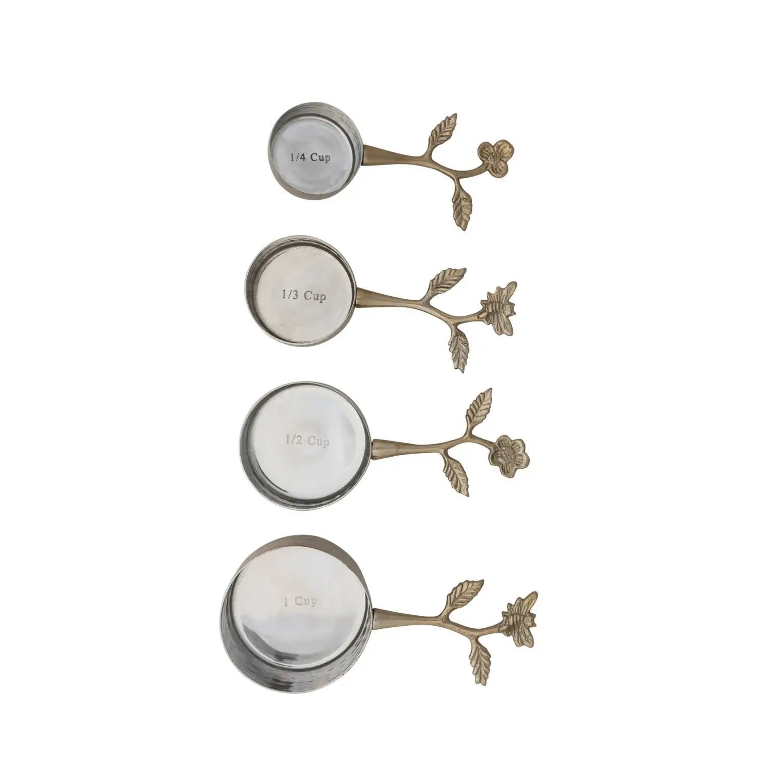 Floral Handle Measuring Cups Set - 4-Piece Stainless Steel Kitchen Measuring Cups for Baking, Cooking & Coffee - Perfect for Home, Restaurant & Professional Use