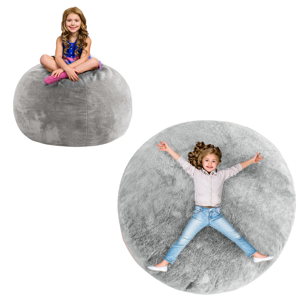 MAXYOYO 2-in-1 Kids Bean Bag Chair with Removable Floor Pillow - Soft Grey Comfy Seating for Boys & Girls - Perfect for Playroom, Bedroom or Reading Nook