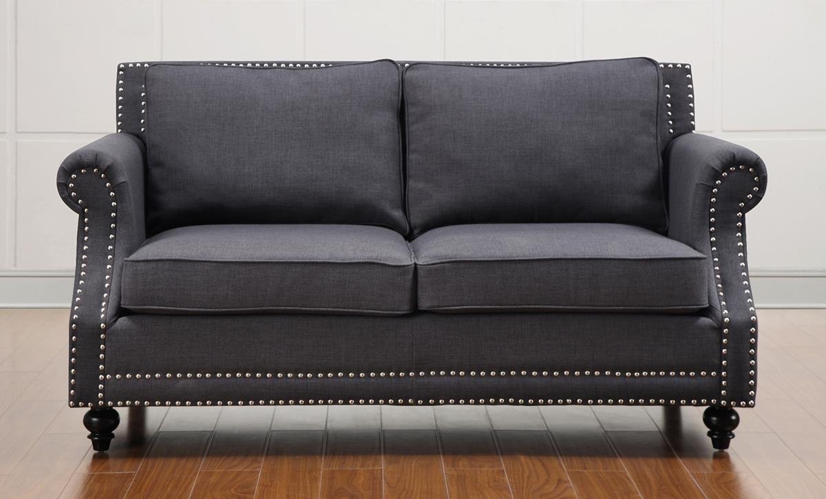 TOV Furniture Camden Linen Loveseat Sofa - Grey Modern Small Couch for Living Room, Apartment, Lounge & Office | Comfortable Two-Seater with Linen Upholstery