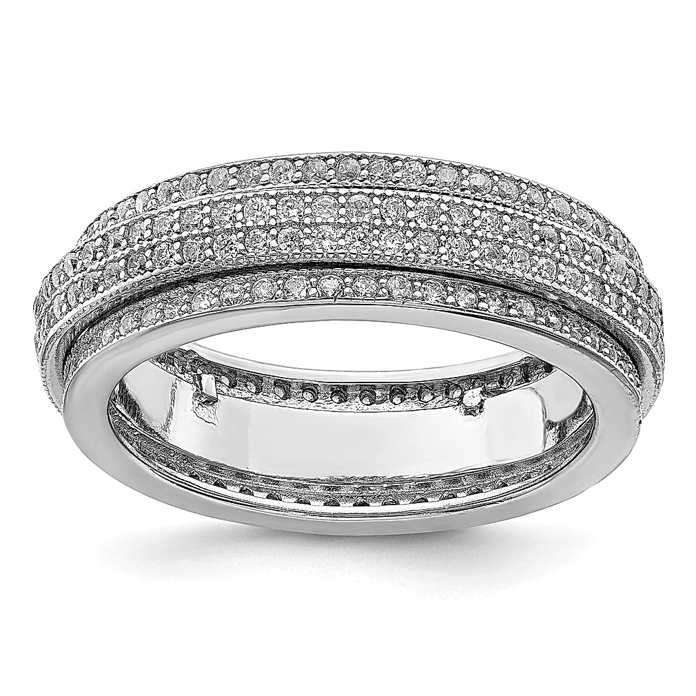 925 Sterling Silver Cubic Zirconia Eternity Motion Band Ring for Women | Elegant CZ Pavé Wedding, Anniversary & Valentine's Day Gift | Perfect for Bridal Jewelry & Special Occasions
