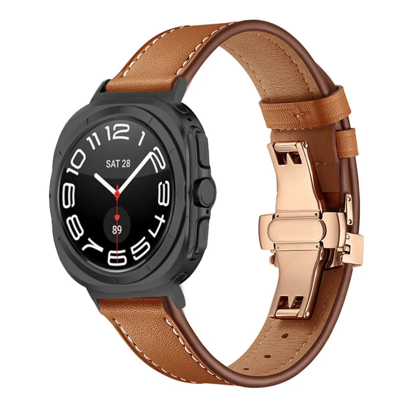 Premium Genuine Leather Bands for Samsung Galaxy Watch Ultra - Stylish, Durable & Comfortable Replacement Straps for Work, Gym & Everyday Wear