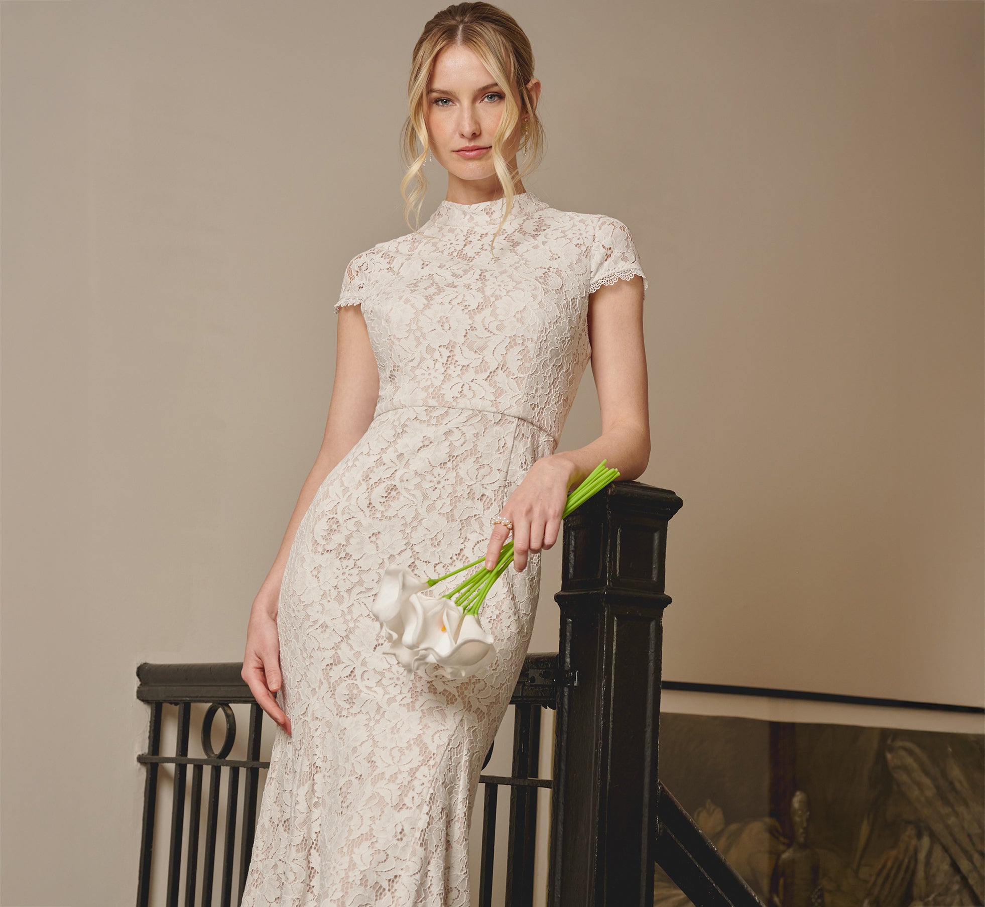 Ivory Nude Cap Sleeve Lace Midi Dress - Elegant Wedding Guest Dress for Summer Parties & Special Occasions