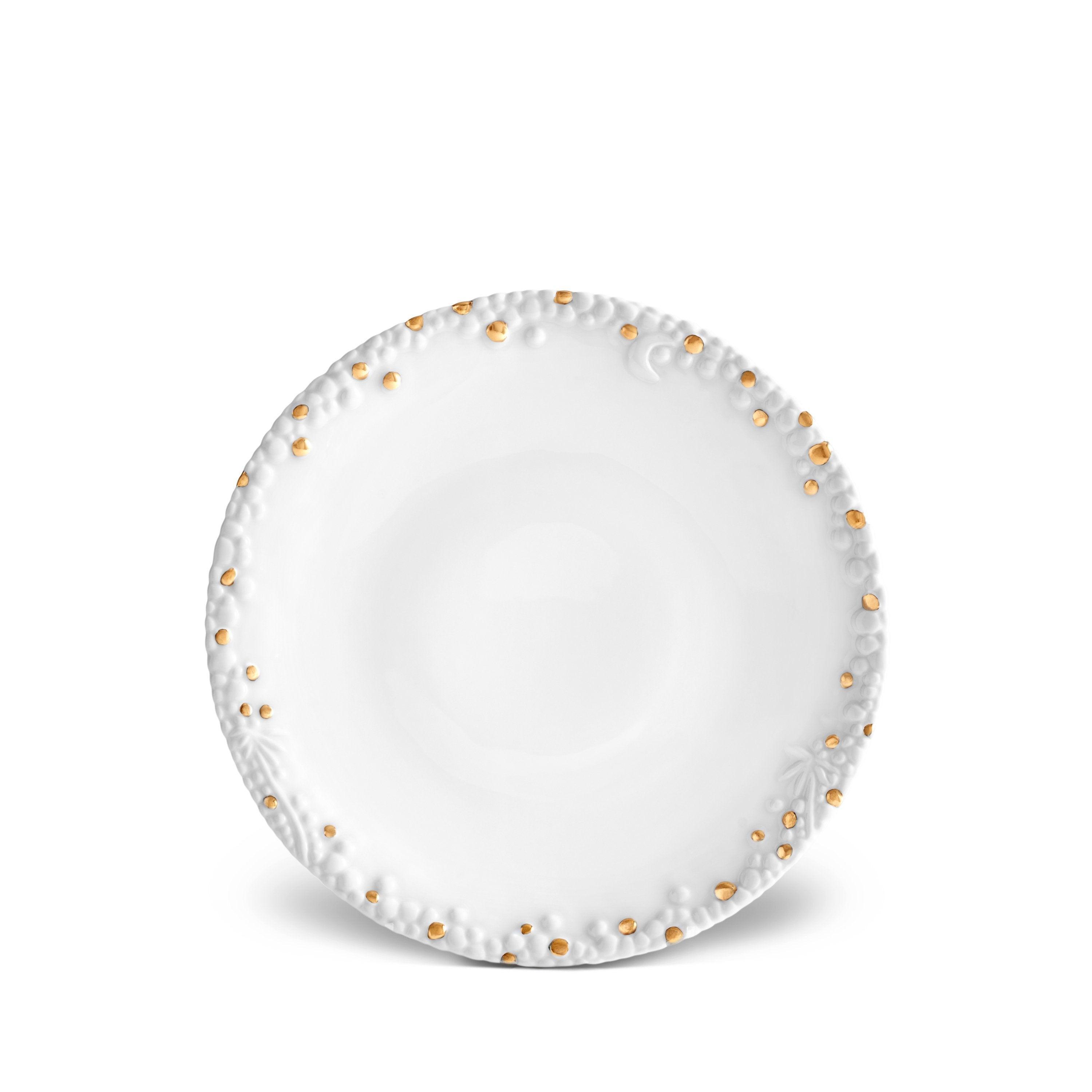 Haas Mojave Desert Plate - White & Gold Ceramic Dinnerware for Elegant Dining & Home Decor