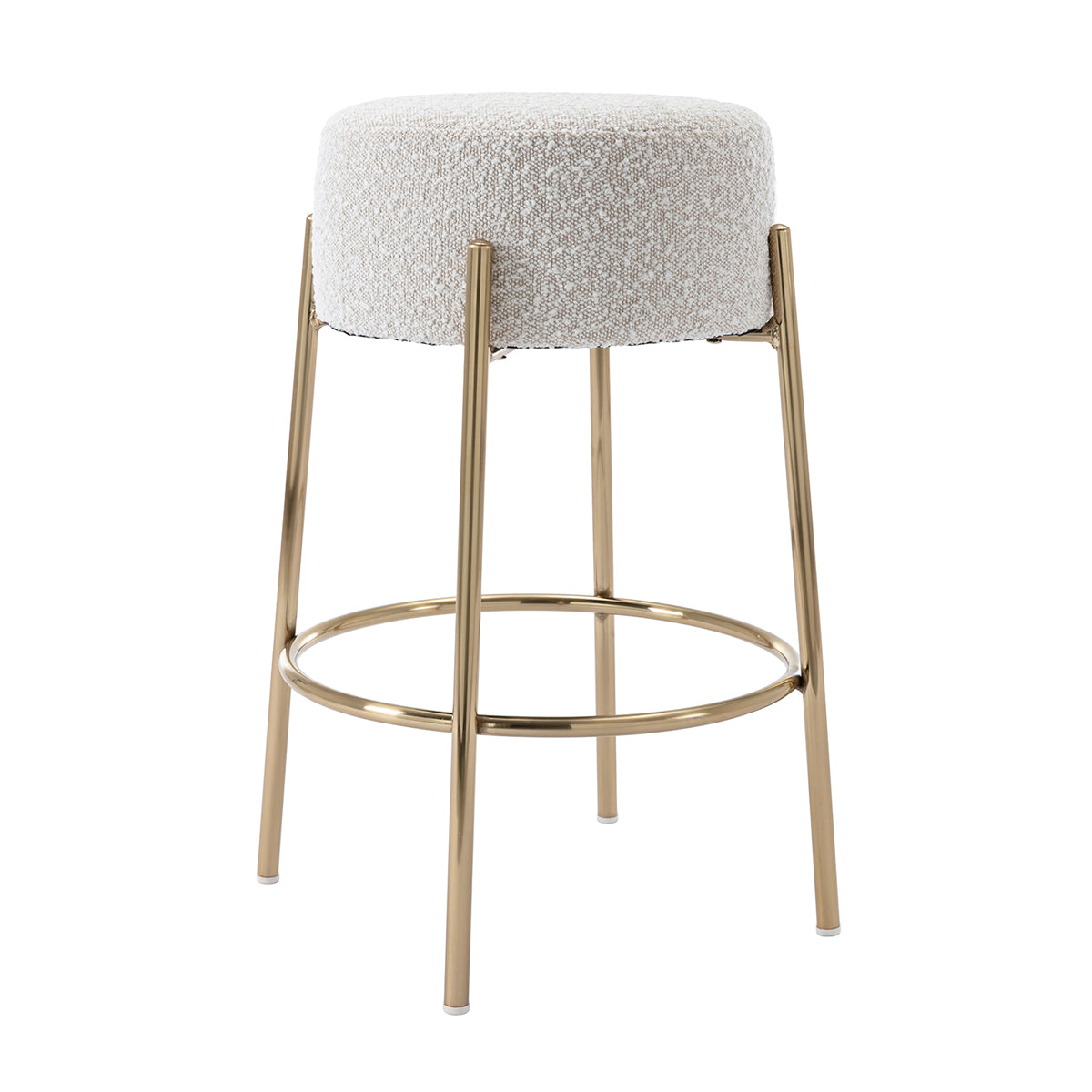 Amara Boucle Bar Stool - Modern Upholstered Counter Height Stool with Metal Legs for Kitchen Island, Breakfast Nook & Home Bar Decor