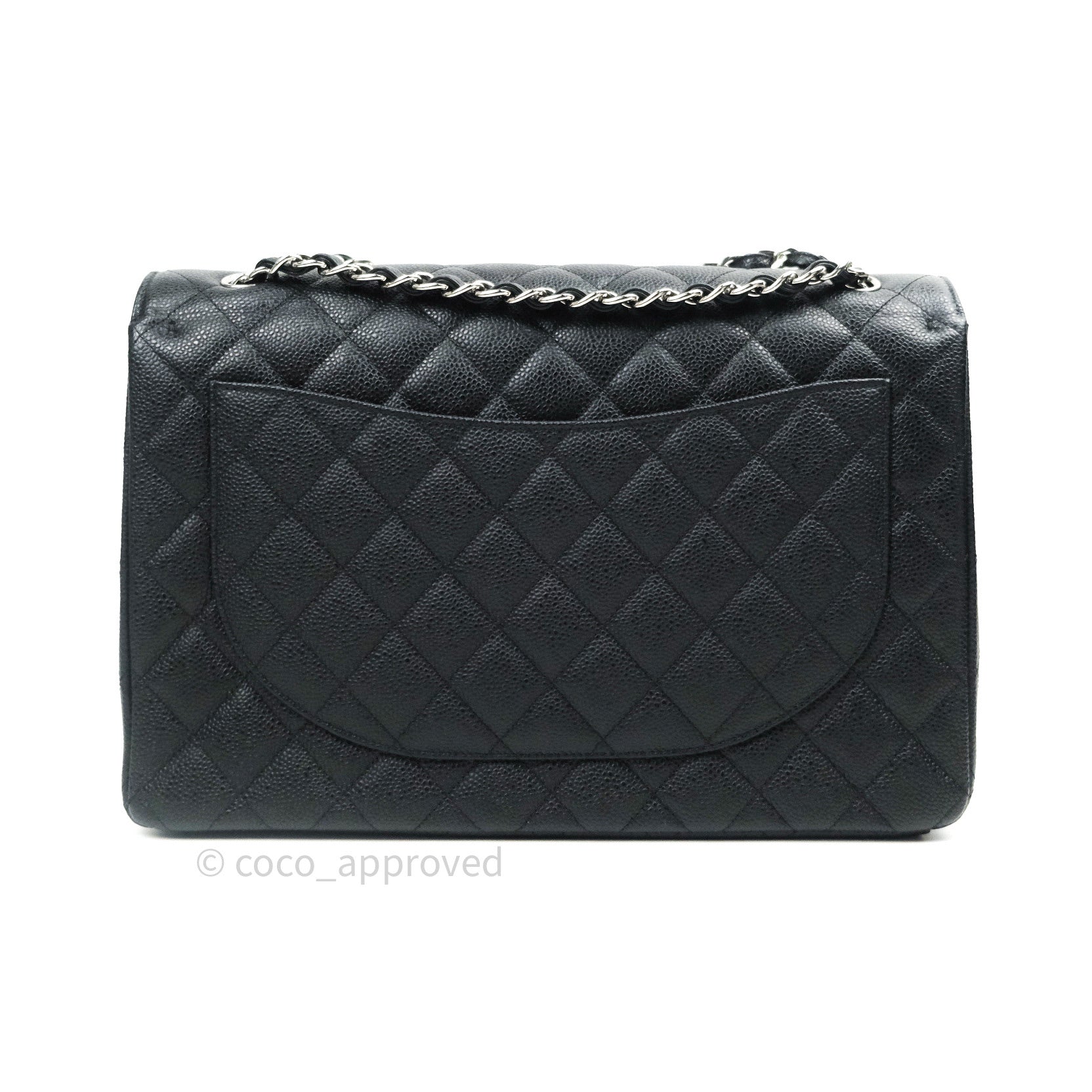 Chanel Classic Jumbo Double Flap Maxi Bag in Black Caviar Leather with Silver Hardware - Luxury Designer Handbag for Women, Perfect for Work, Evening Events & Special Occasions