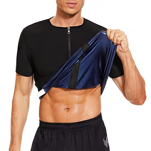 TERODACO Men's Sauna Sweat Vest - Heat Trapping Workout Shirt for Weight Loss & Body Shaping - Ideal for Gym, Running, and Home Fitness Training