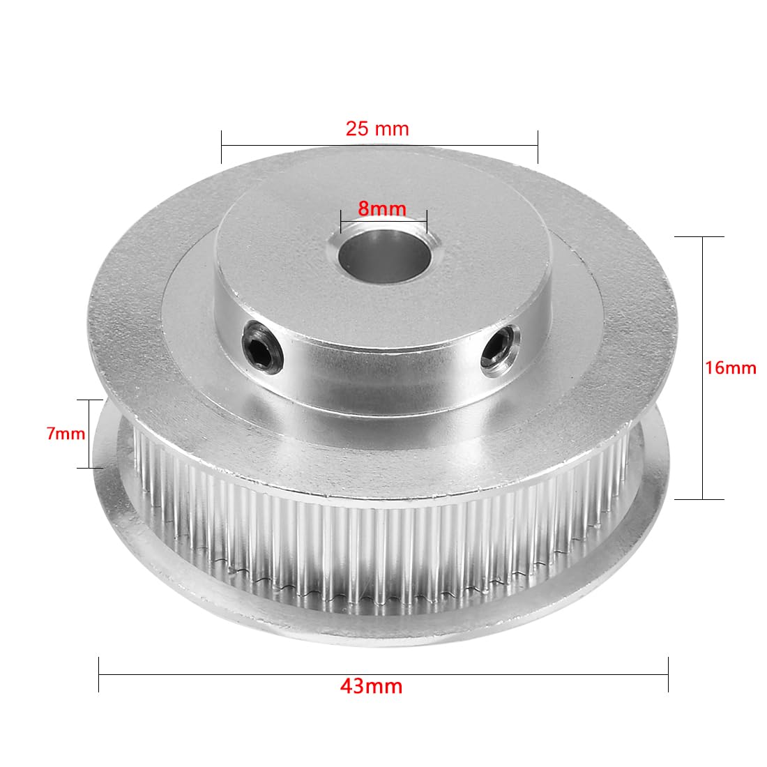 uxcell 60 Teeth 8mm Bore Timing Belt Pulley Wheel - 2mm Pitch for 6mm Belt - Perfect for 3D Printers, CNC Machines & Industrial Automation Equipment
