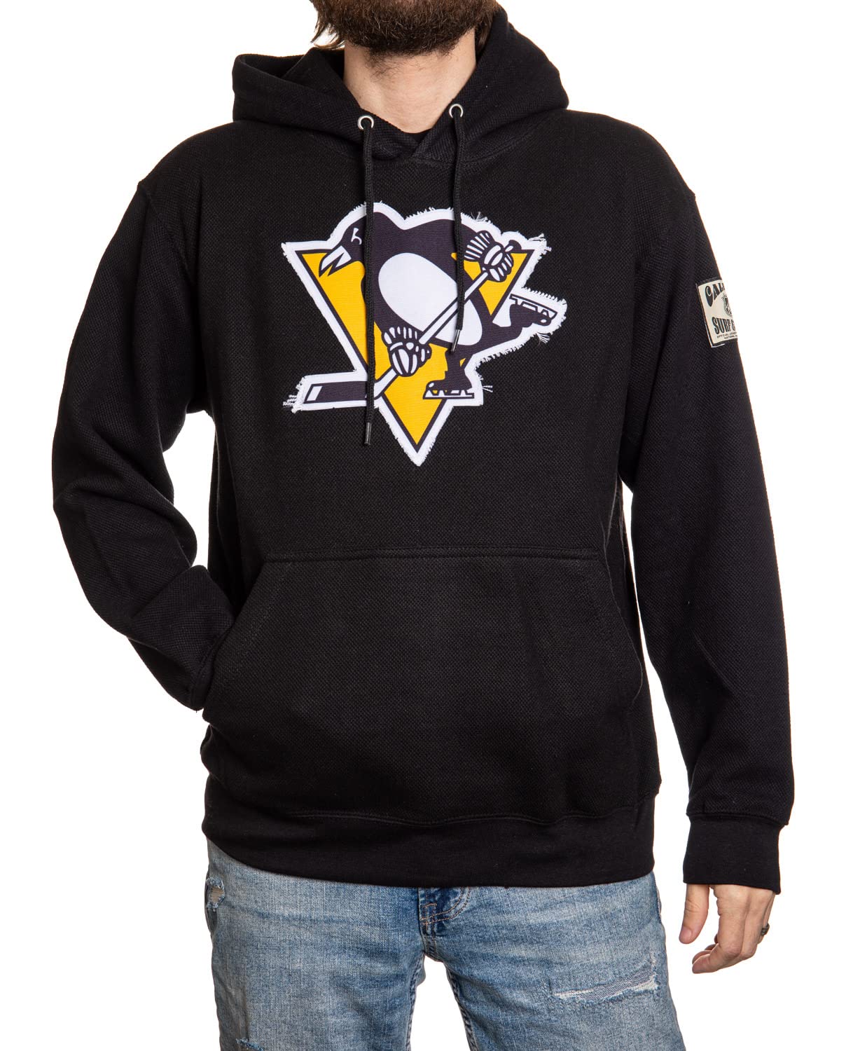 Calhoun NHL Surf & Skate Unisex Waffle Frayed Patch Pullover Hoodie – The Coastal Collection | Cozy Casual Wear for Beach, Skate Park & Street Style