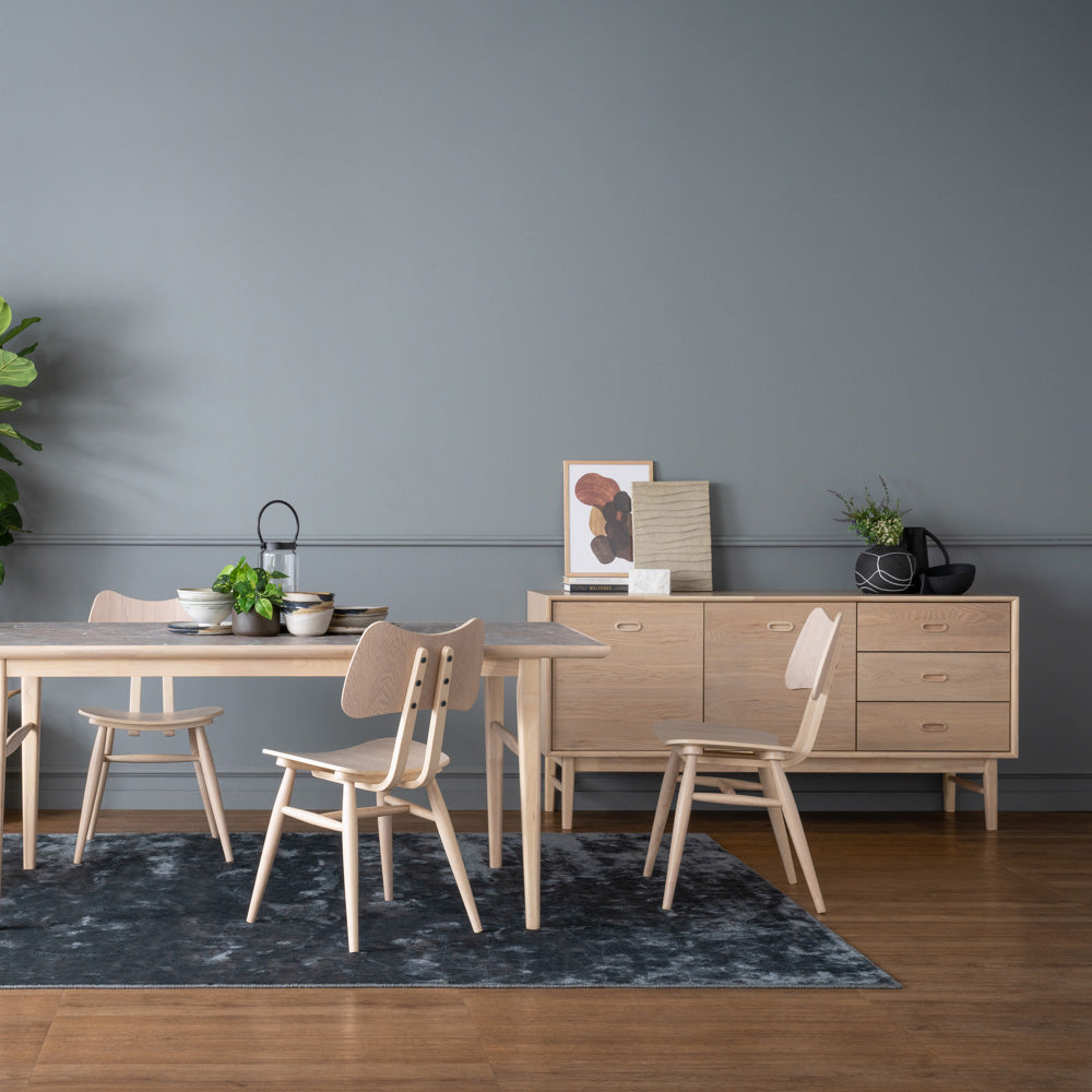 HAYTON 160cm White Oak Sideboard - Modern Storage Cabinet for Living Room, Dining Room & Entryway