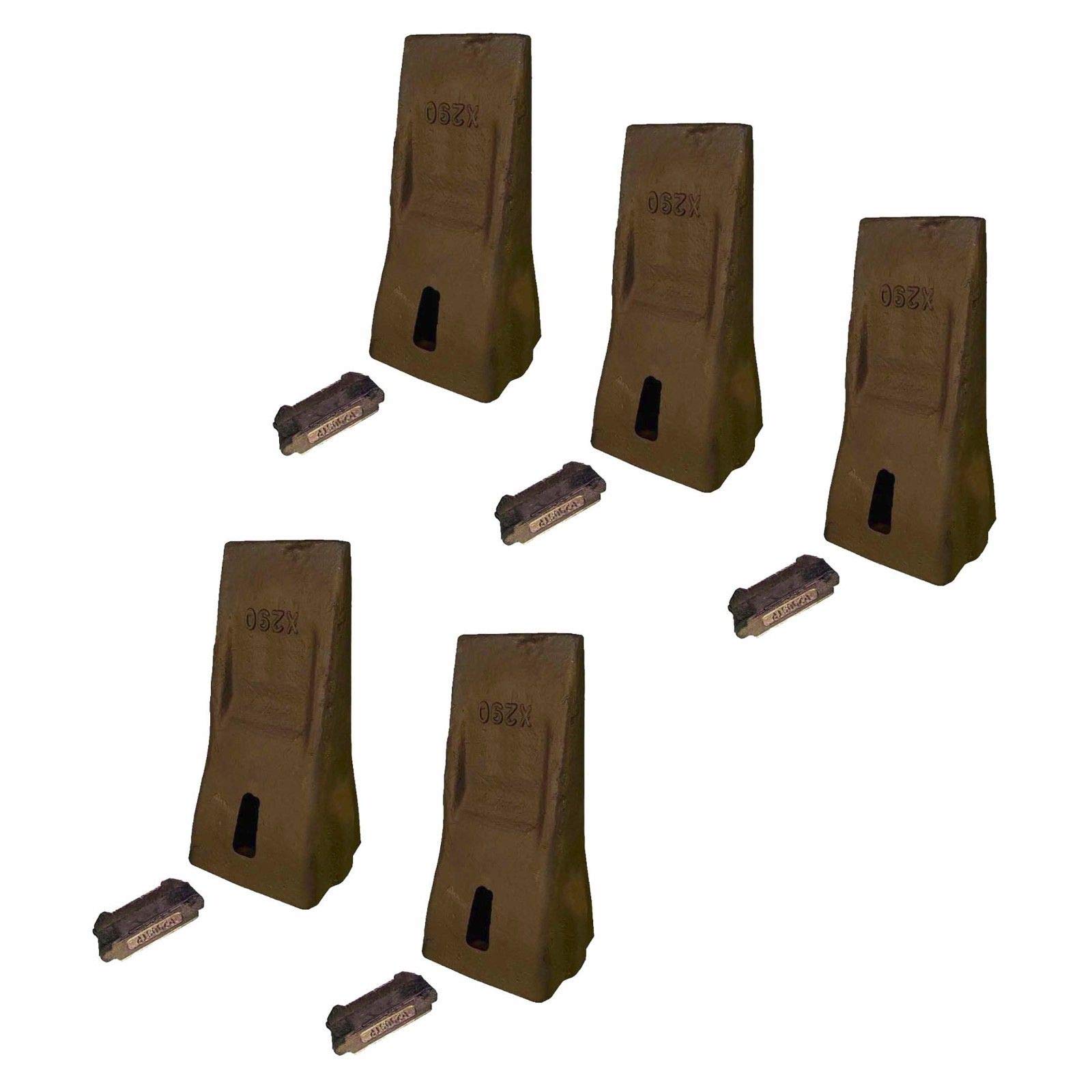 Hensley Style Parabolic Standard Dirt Teeth with Flex Pins - 290 Series X290 - Heavy Duty Excavator Bucket Teeth for Construction, Mining & Landscaping