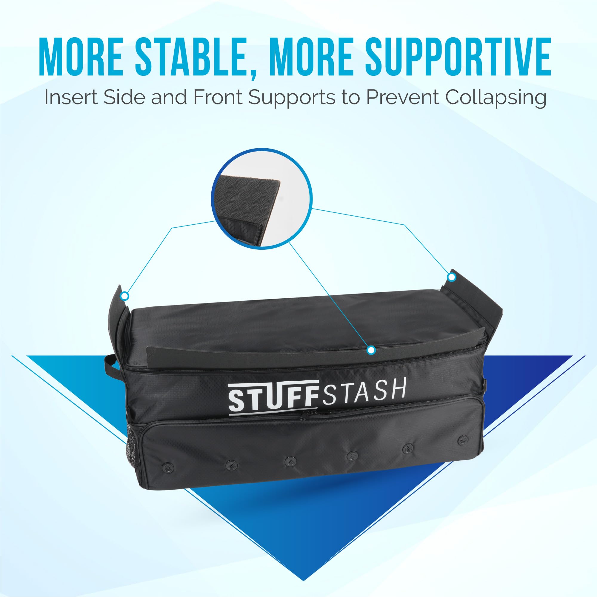 STUFFSTASH Extra Large Golf Trunk Organizer - 3 Shoe Compartments with Dividers for Tees, Gloves & Balls - Car SUV Storage for Golf Accessories - Perfect Golf Gift for Men & Women - Ideal for Road Trips, Tournaments & Club Storage