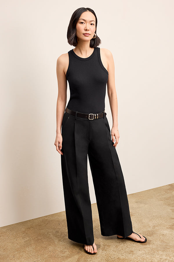 Harrison Wide Pleated Jeans for Women - High Waist Stretch Denim Pants - Comfortable & Stylish Black Jeans for Casual Wear, Work, and Everyday Outfits