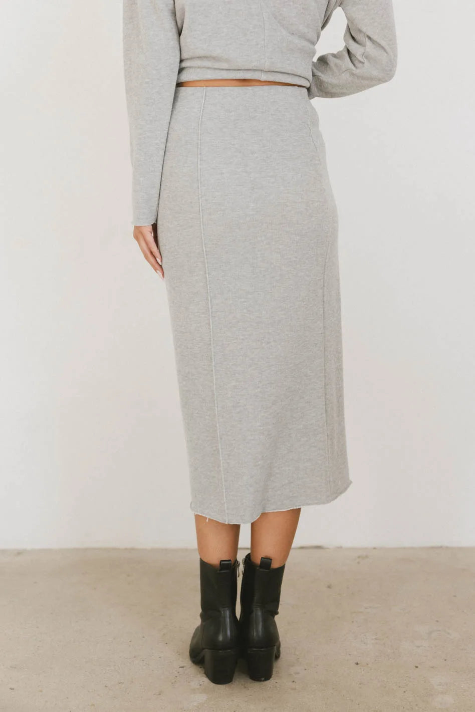 Harden Midi Skirt for Women - Grey A-Line Skirt with Pockets | Casual & Office Wear | Perfect for Work, Dates & Everyday Outfits