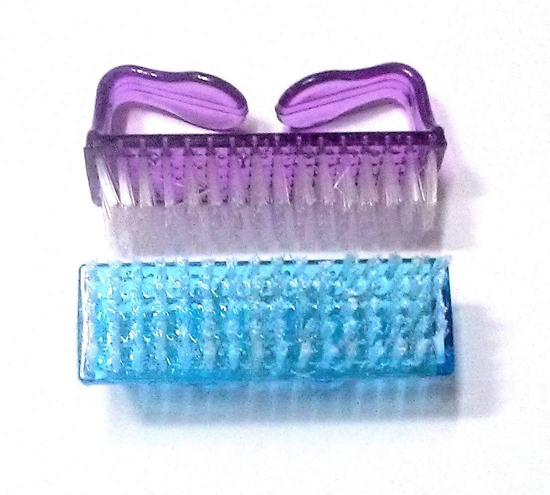 Nawani 2-Piece Handle Grip Brush for Hand, Finger & Toe Nail Cleaning - Manicure & Pedicure Tool (7cm/3.5cm, Multi-Color) - Perfect for Home Salon, Travel & Professional Nail Care