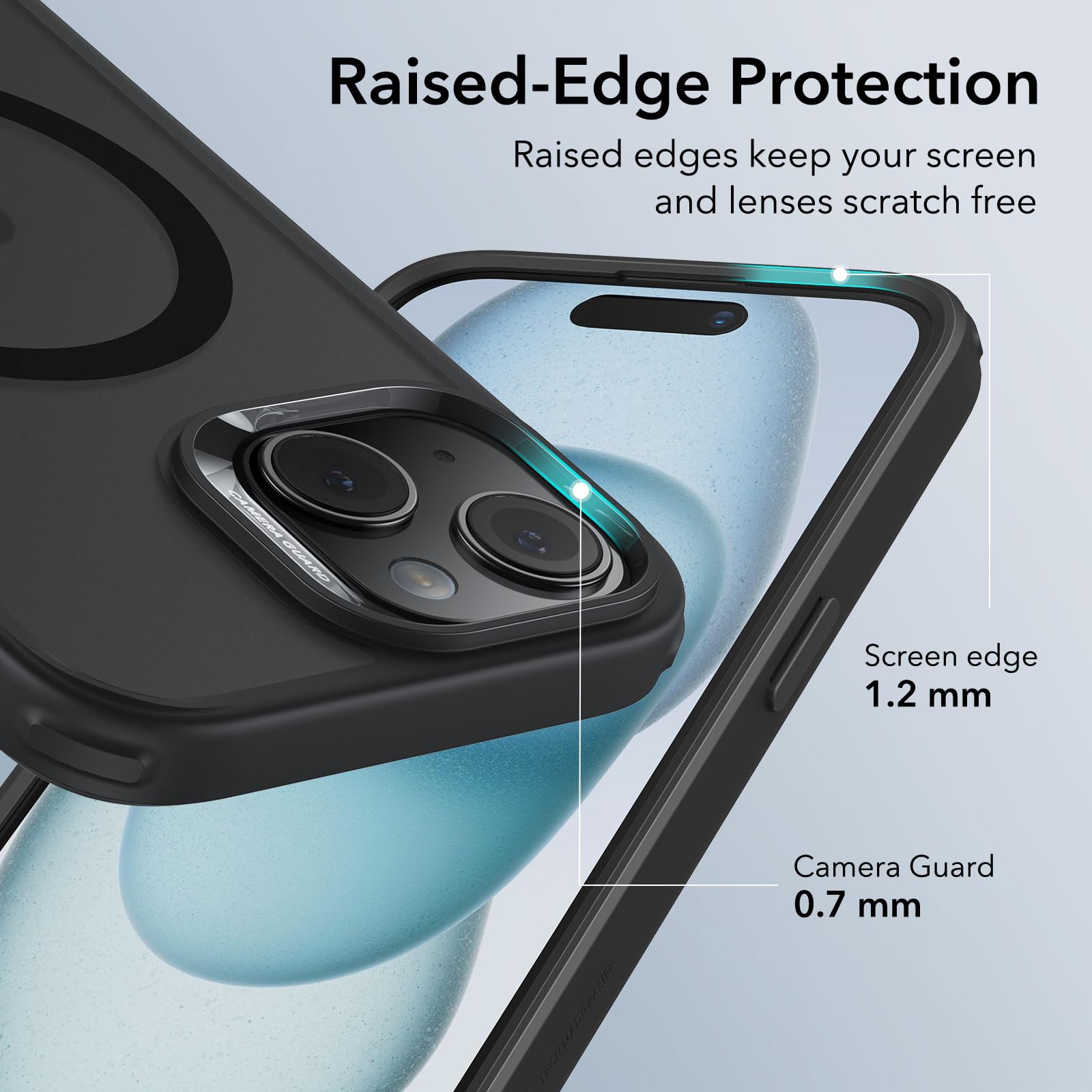 ESR for iPhone 15 Case with MagSafe | Military-Grade Protection & Anti-Yellowing | Scratch-Resistant Back Cover | Magnetic Phone Case for iPhone 15 Classic Series in Frosted Black | Perfect for Daily Use, Travel & Outdoor Activities
