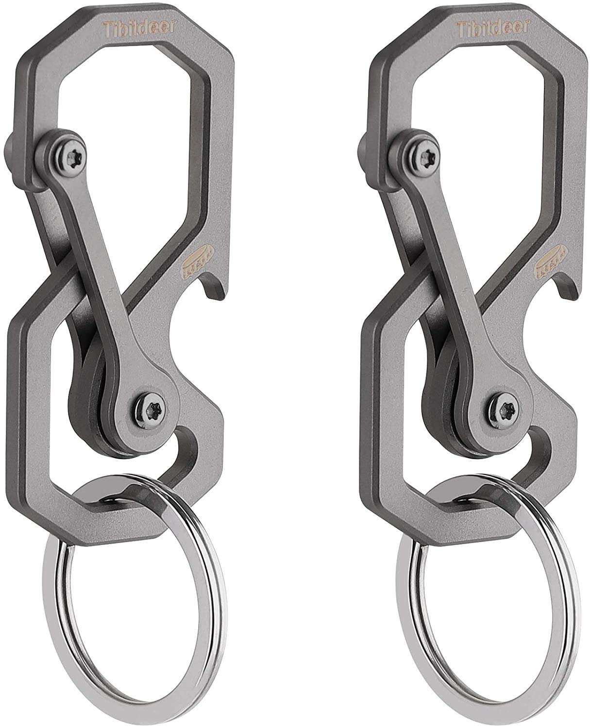 Premium Titanium Keychain - Heavy Duty Carabiner Clip with Bottle Opener | Multifunctional Key Organizer for Car, House & Office Keys | Perfect for Outdoor, Travel & Everyday Carry (EDC)
