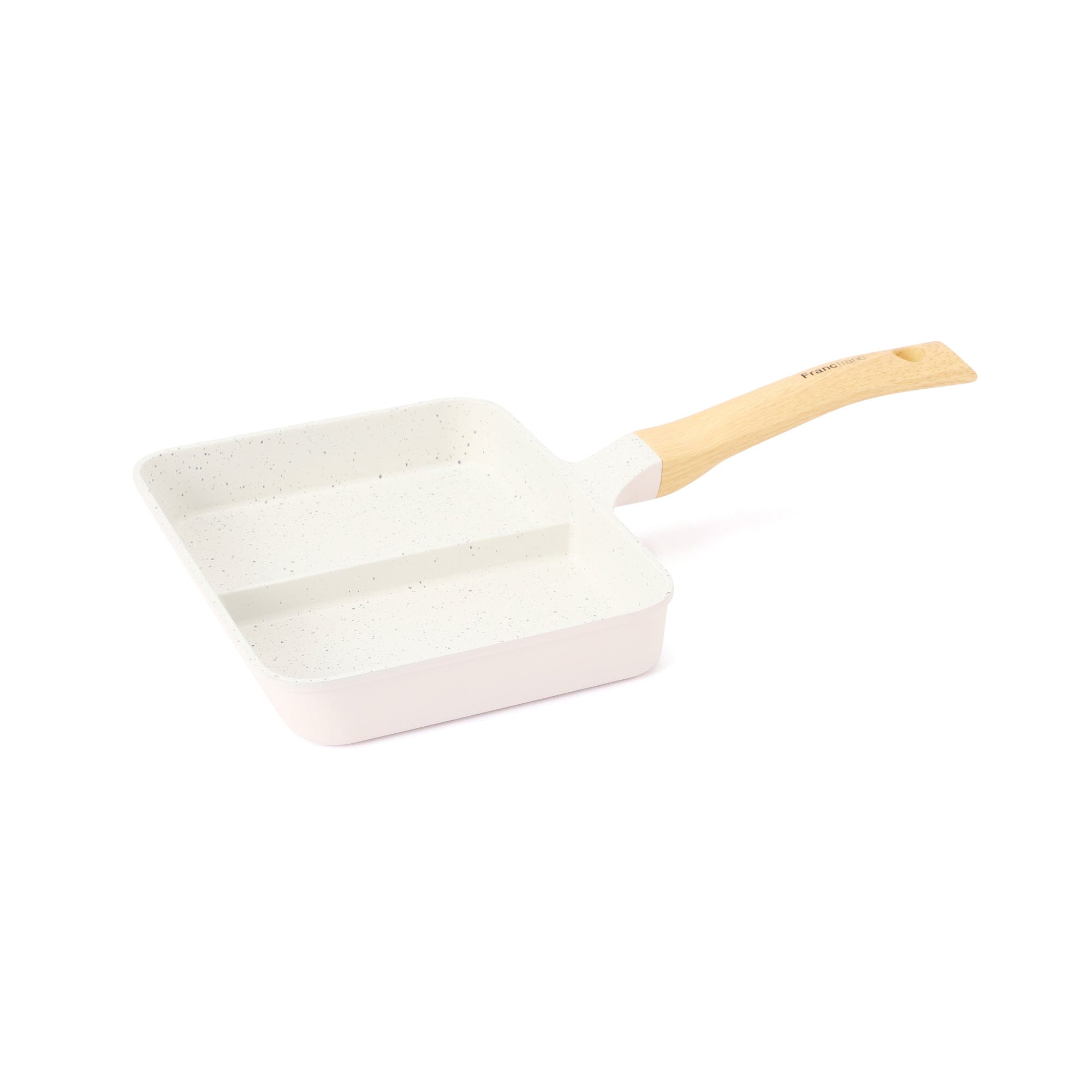 Premium IH/Direct Fire Frying Pan with 3 Non-Stick Partitions - Ivory White Cookware for Perfect Pancakes, Eggs & Bacon - Ideal for Breakfast Cooking & Family Meals