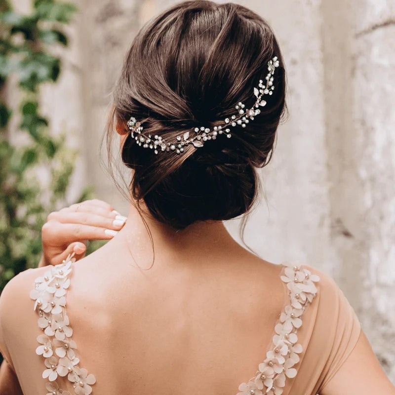 Elegant Gold Bridal Hair Vine with Swarovski Crystals & Freshwater Pearls - Wedding Headpiece A9018 | Perfect for Bridal Boudoir, Boho Wedding & Vintage Photo Shoots